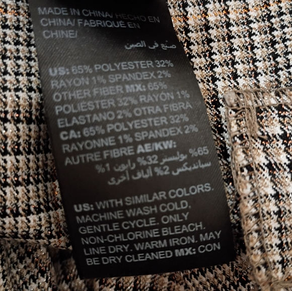 Chico's Plaid Pants Brown Neutrals Metallic Accents size 14/16 - Picture 9 of 16